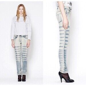 3.1 Phillip Lim Women's Shredded Skinny Jeans in Bleached Denim Size 8